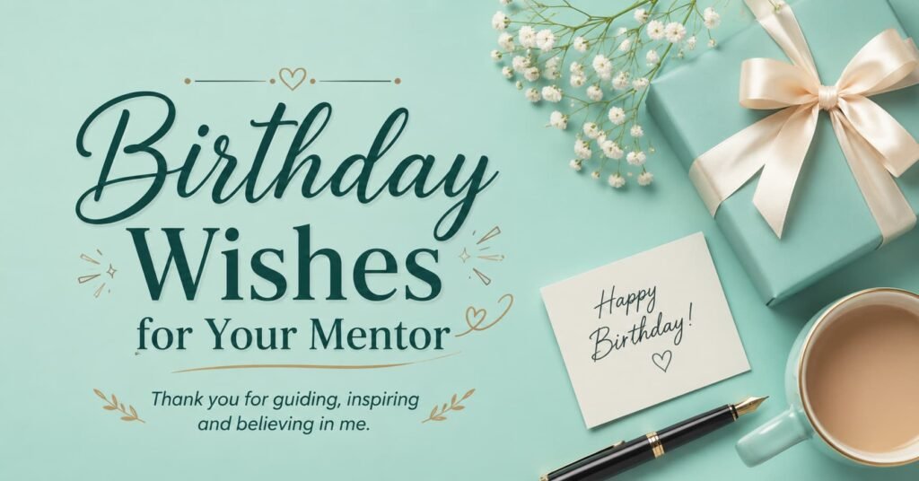 Birthday Wishes for Your Mentor with elegant birthday gift and greeting card