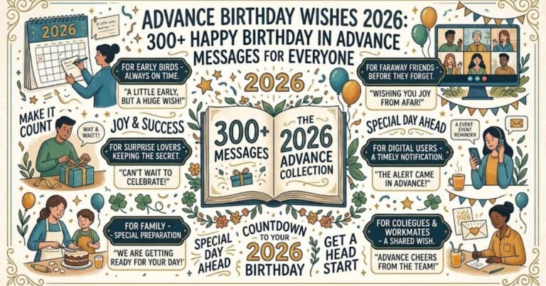 Beat the rush with 300+ advance birthday wishes for 2026! Discover heartfelt, funny, and creative early birthday messages for friends, family, and colleagues.