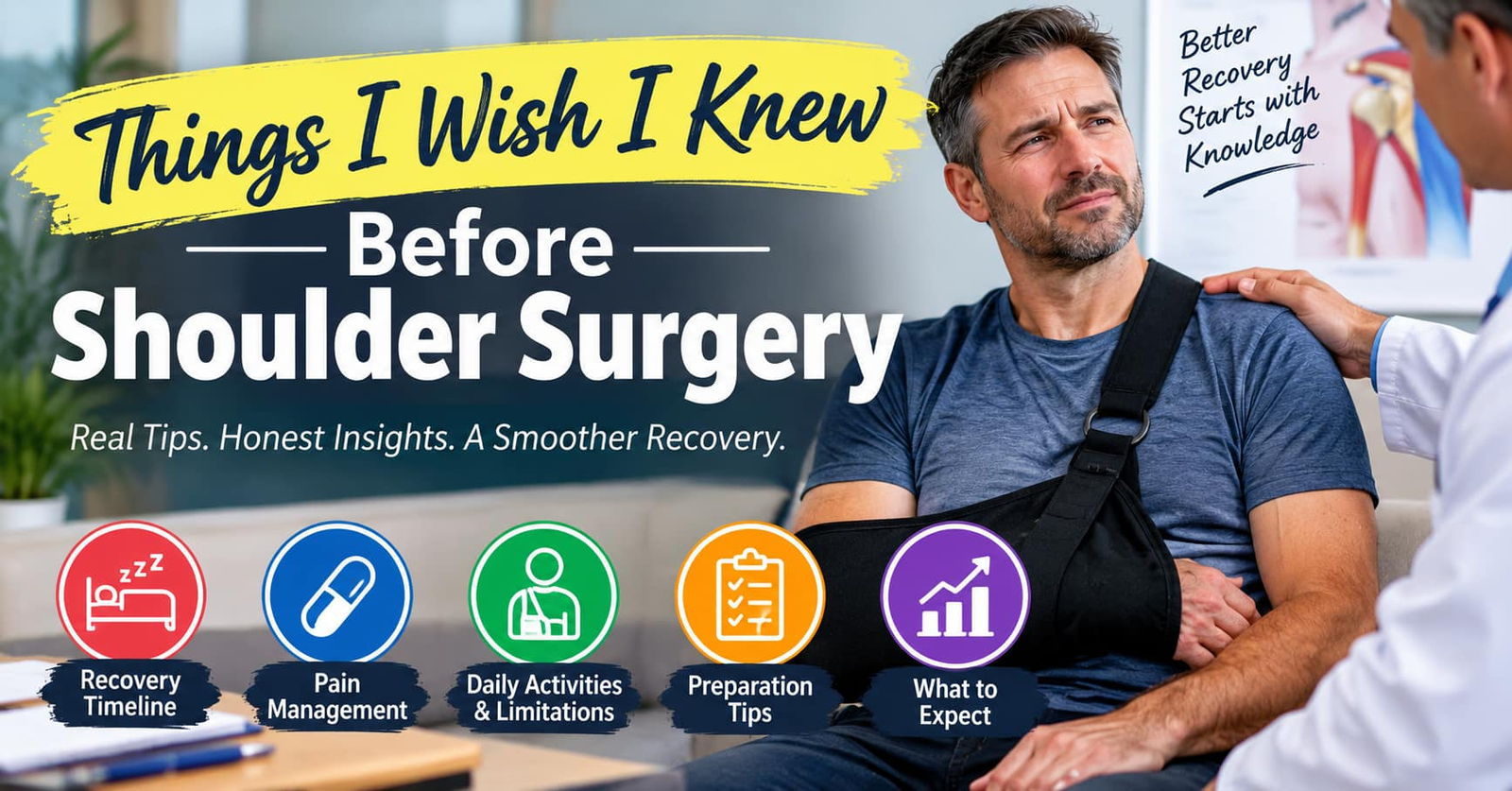 Things I wish I knew before shoulder surgery with patient wearing a shoulder sling