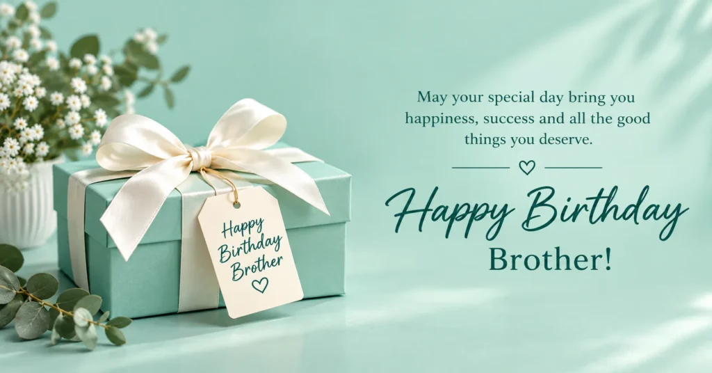 Elegant mint green birthday gift with a heartfelt Happy Birthday Brother message.