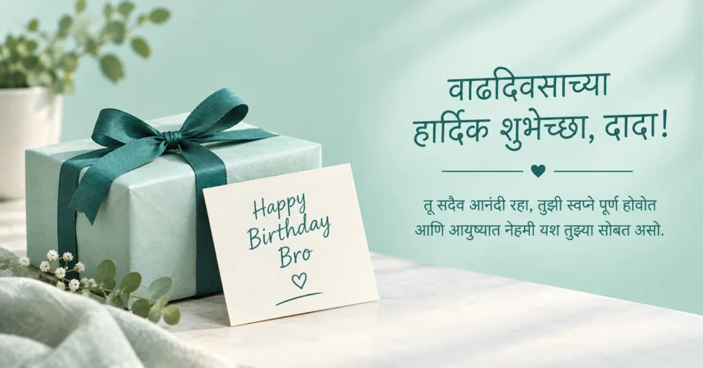 Birthday wishes to brother in Marathi with gift box and Marathi birthday message