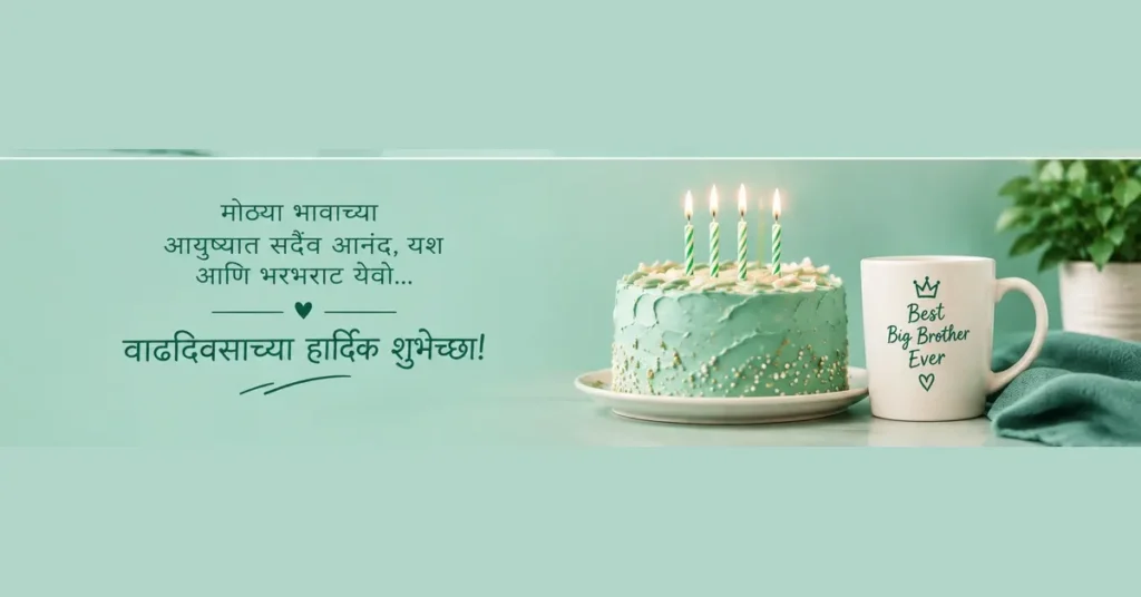 Birthday wishes for big brother in Marathi with birthday cake and Best Big Brother Ever message