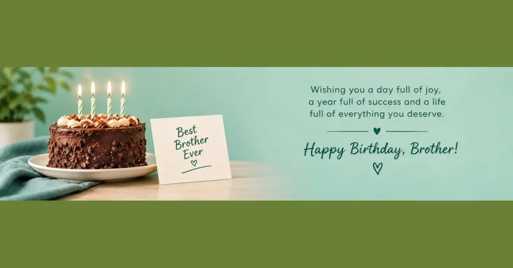 Brother birthday wishes quotes in English with birthday cake and Best Brother Ever message