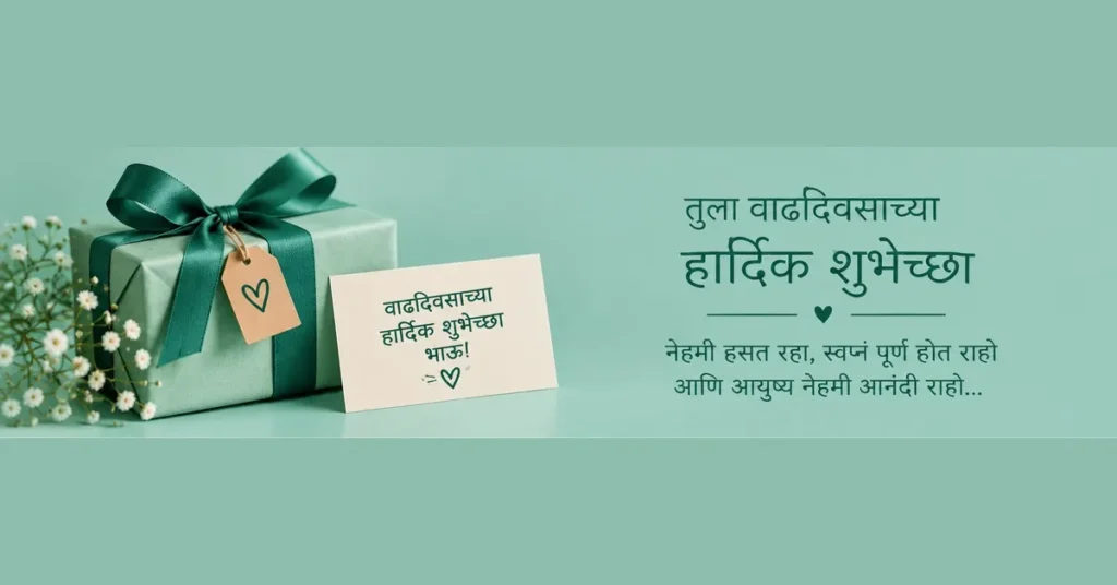 Happy birthday wishes in Marathi for brother with a beautiful gift and heartfelt Marathi birthday message