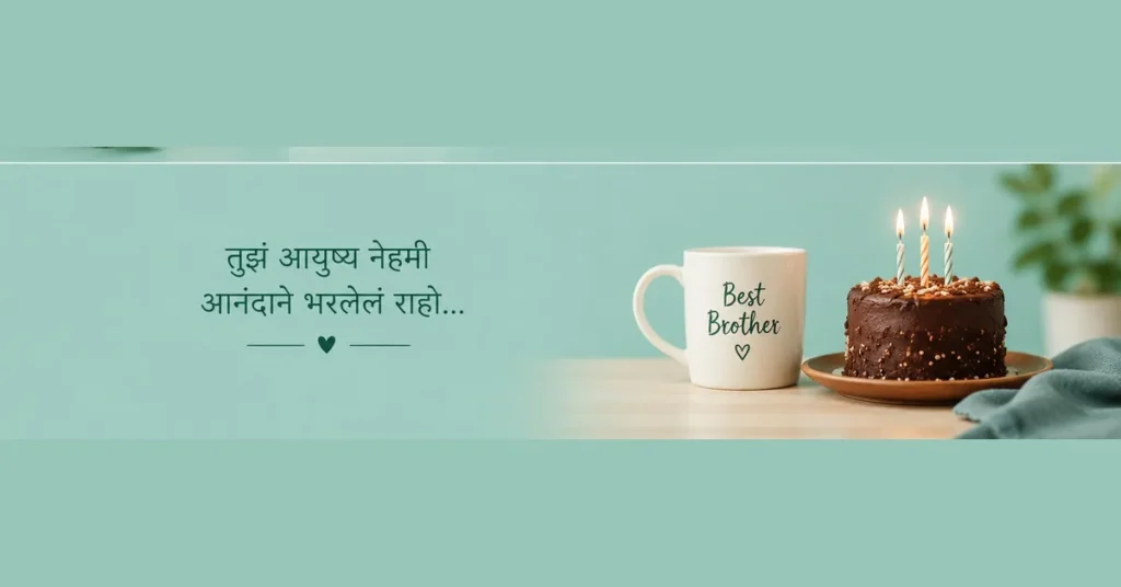 Happy birthday wishes in Marathi for brother with birthday cake and Best Brother mug